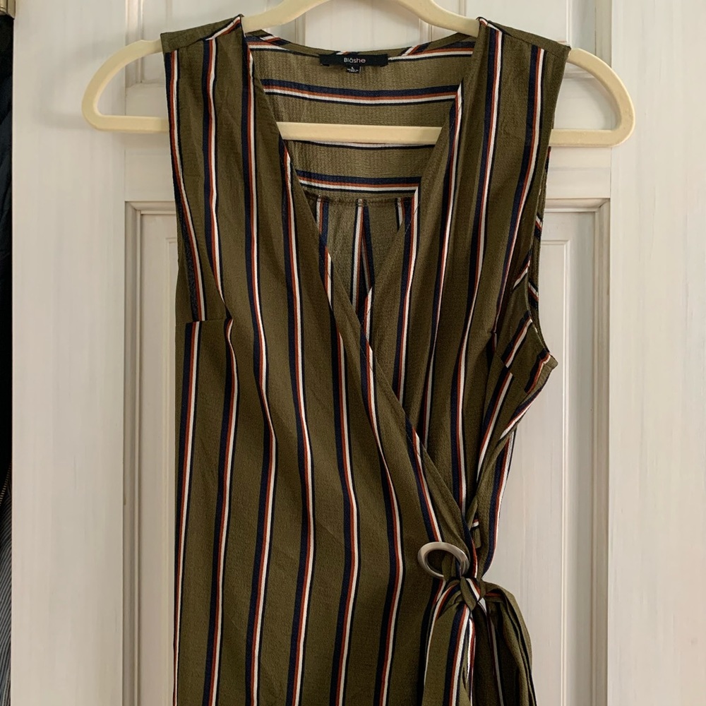 Striped Chiffon Wrap Dress - Picture 2 of 3